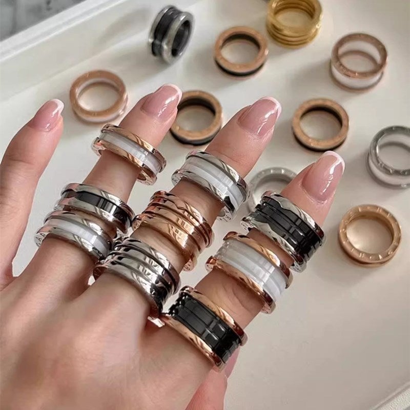 Baojia Black Ceramic Men'S And Women'S Ring Little Red People Charity Couple'S Ring Fashion Internet Popular Joker Spring Ring - Image 3